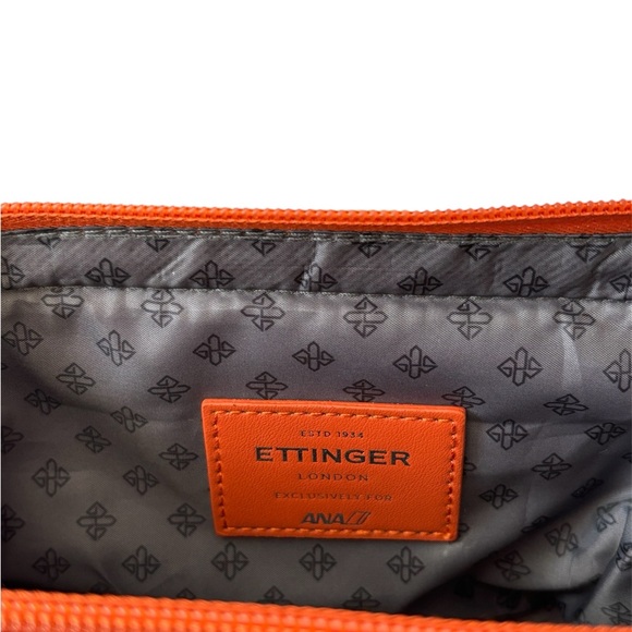 Ettinger London Amenity Pouch Makeup Bag In-flight Toiletries bag. Deep Orange - Picture 4 of 7